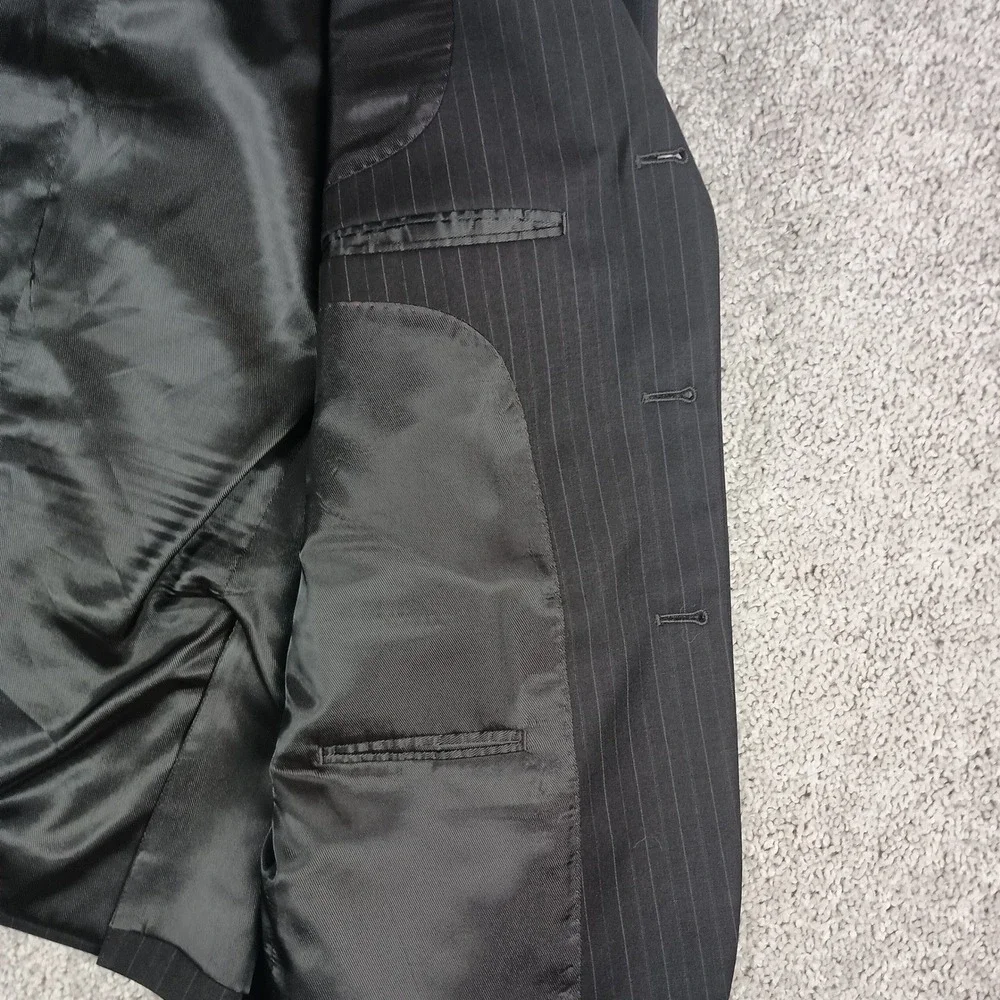 Pronto Uomo Blazer 42 Short Mens Charcoal Grey Pinstripe 100% Woo